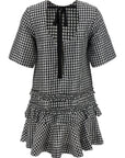Ganni Ganni Crinkled Check Mini Dress