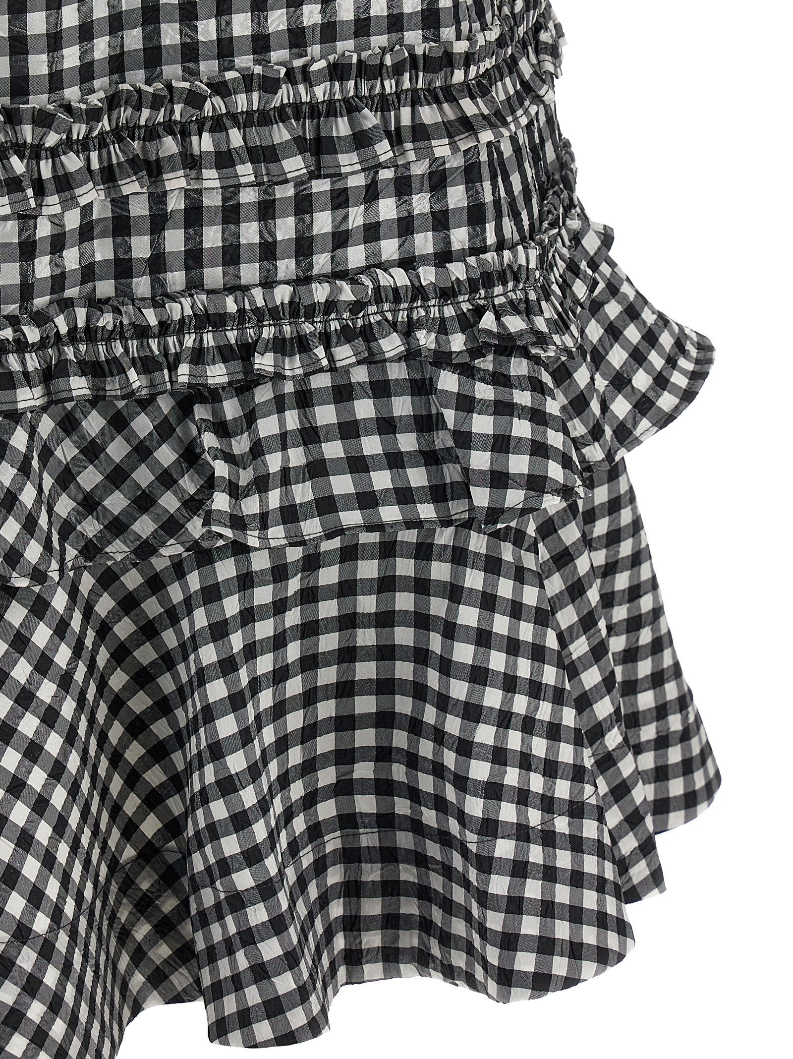 Ganni Ganni Crinkled Check Mini Dress