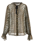 Ganni Ganni Leopard Print Chiffon Tie String Shirt