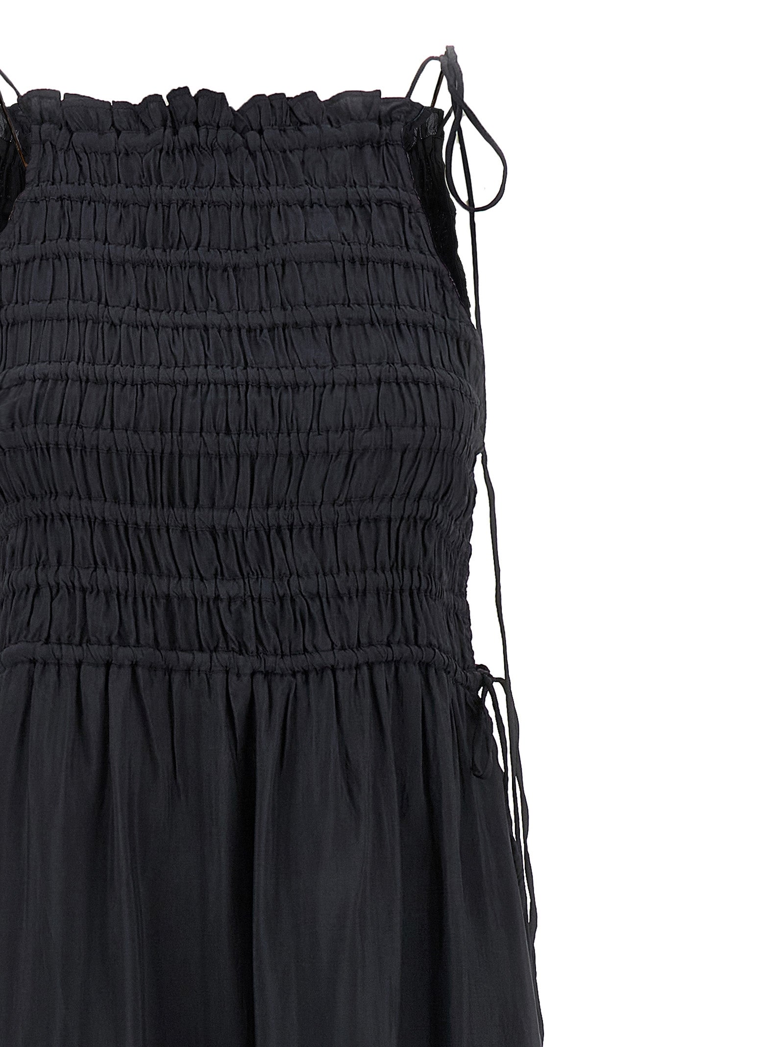 Ganni Ganni Black Smock Tie Dress