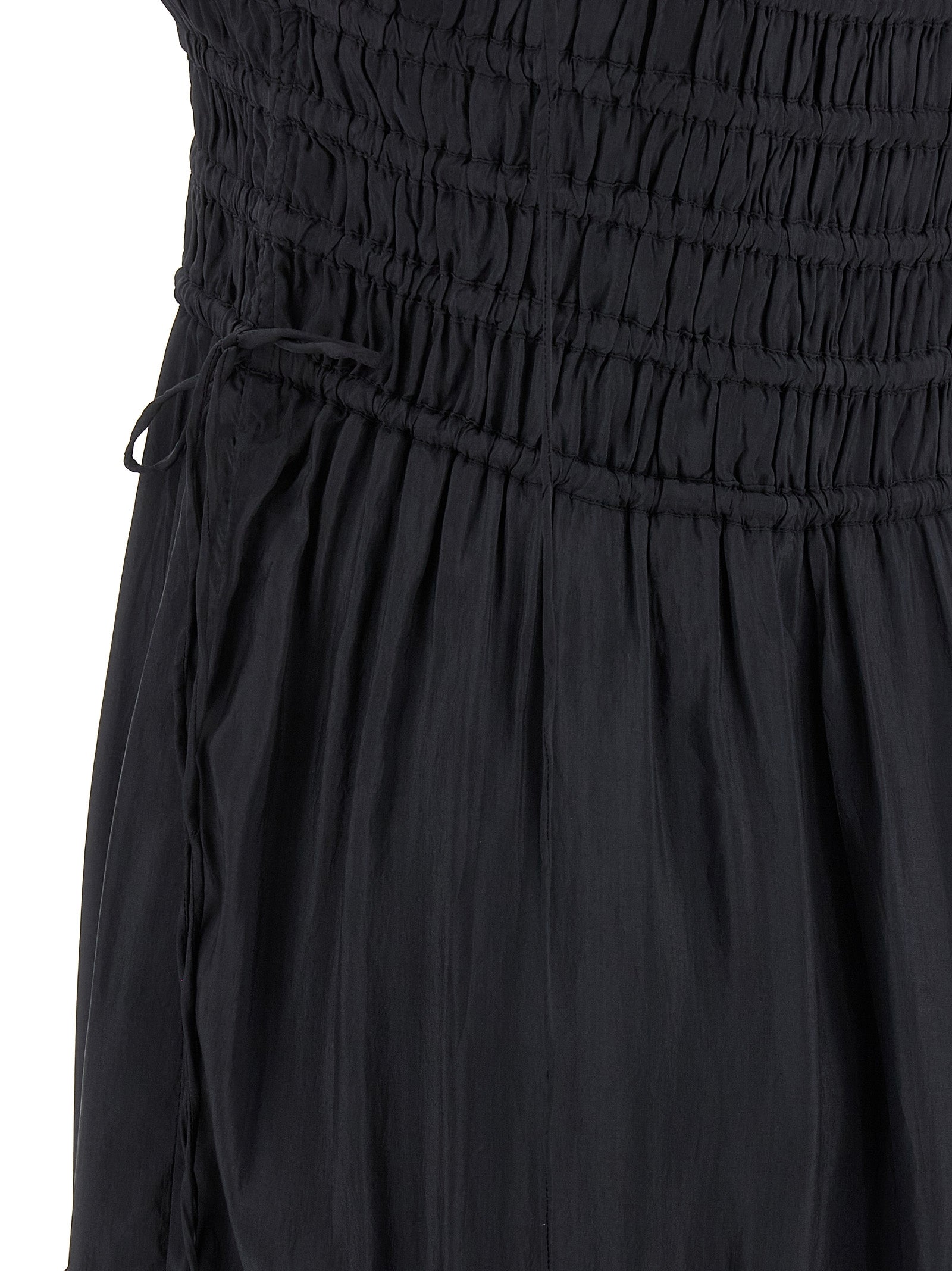 Ganni Ganni Black Smock Tie Dress