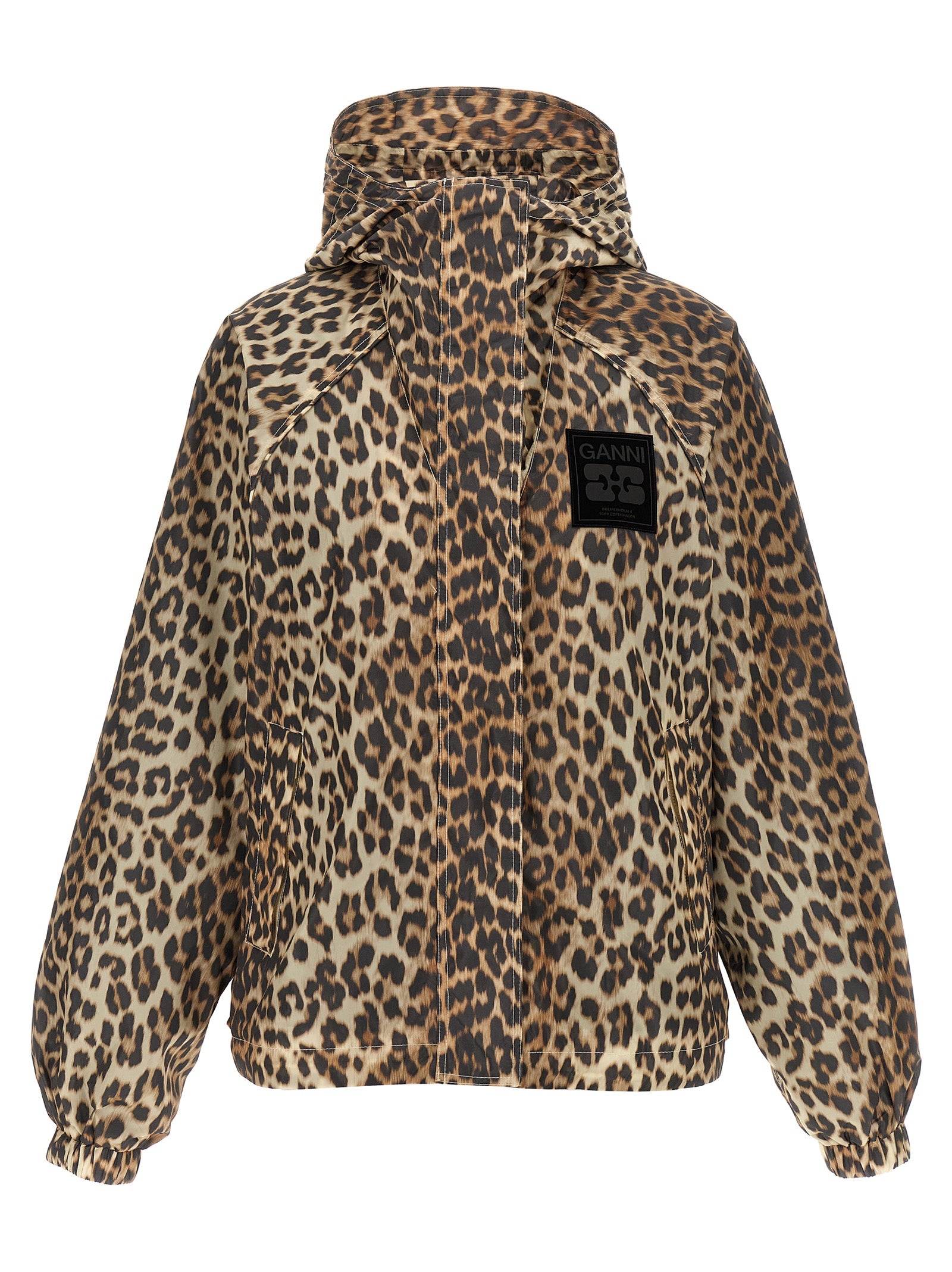 Ganni Ganni Leopard Print Nylon Windbreaker