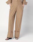 Darkpark DARKPARK Camel-coloured cuffed trousers